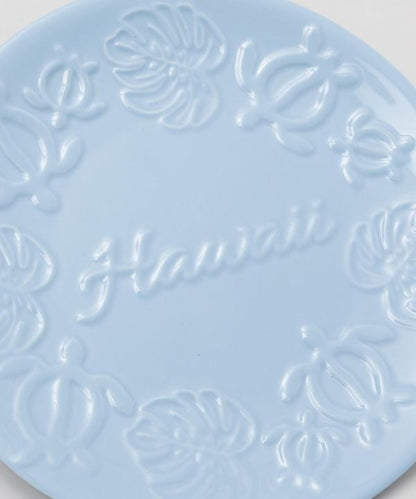ALOHA ホヌプレート ホワイト ブルー ハワイアン 陶器 お皿 キッチン雑貨