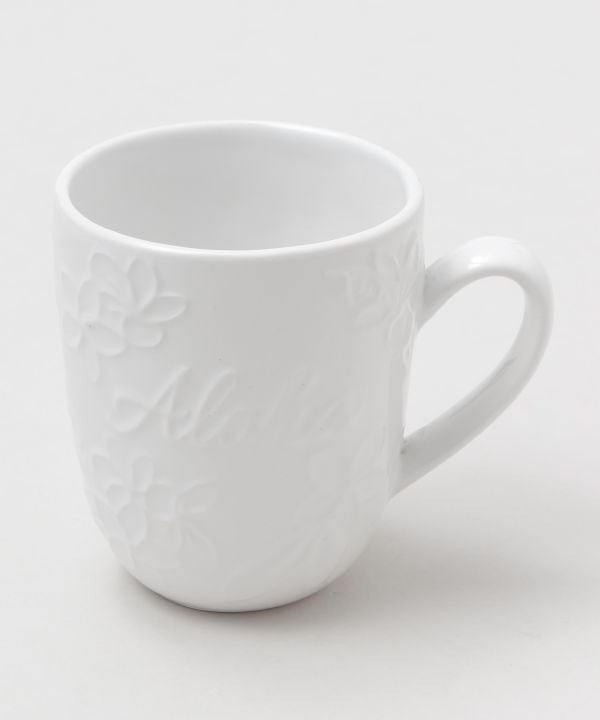 ALOHA プルメリアマグカップ ホワイト ブルー ハワイアン 陶器 コップ キッチン雑貨